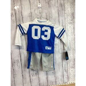 RBX 2 Piece Set White Blue Baseball Sport Outfit Kids Size 24